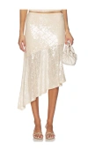 Runaway The Label Eris Sequin Flounce Midi Skirt In Neutral