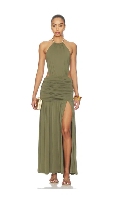 Runaway The Label Imelda High Neck Maxi Dress In Green