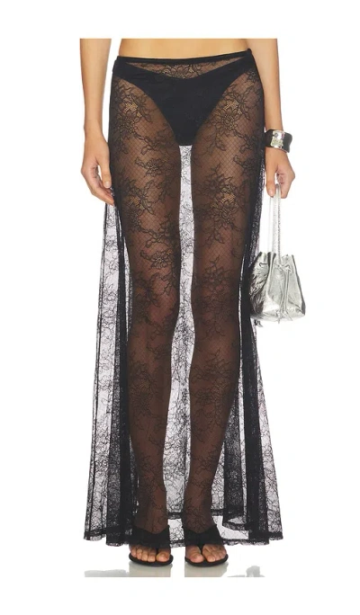 Runaway The Label Jenna Low Waist Lace Maxi Skirt In Black