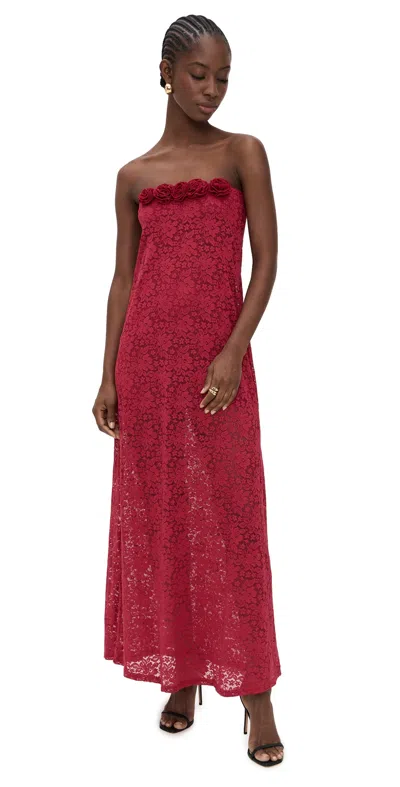 Runaway The Label Jessica Floral Detail Maxi Dress Cherry In Red