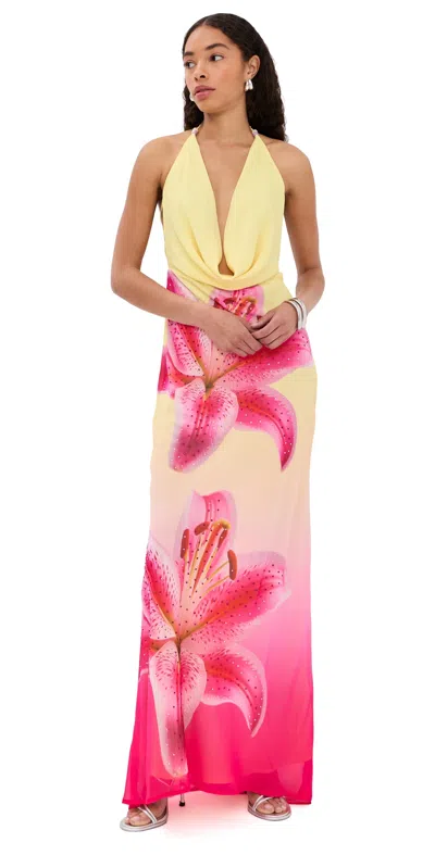 Runaway The Label Juliana Cowl High Slit Maxi Dress Pink Lily