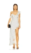 Runaway The Label Karlita Maxi Dress In White Polka