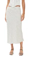 Runaway The Label Karlita Midi Skirt White Polka In White Polka