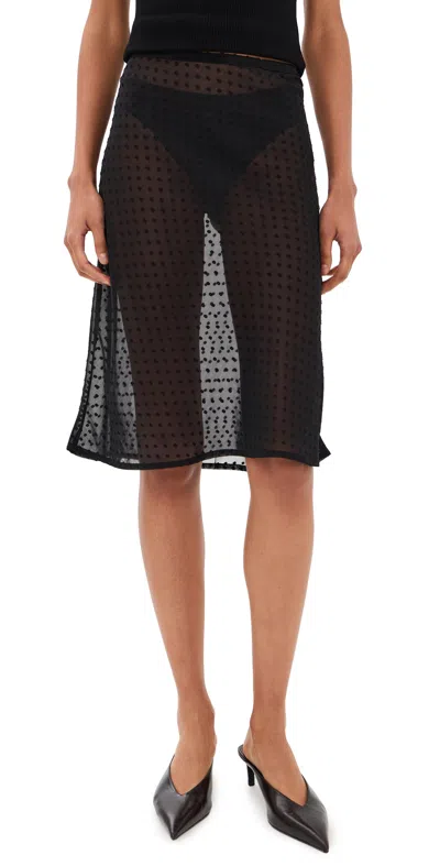 Runaway The Label Kit Low Waist Sheer Midi Skirt Black