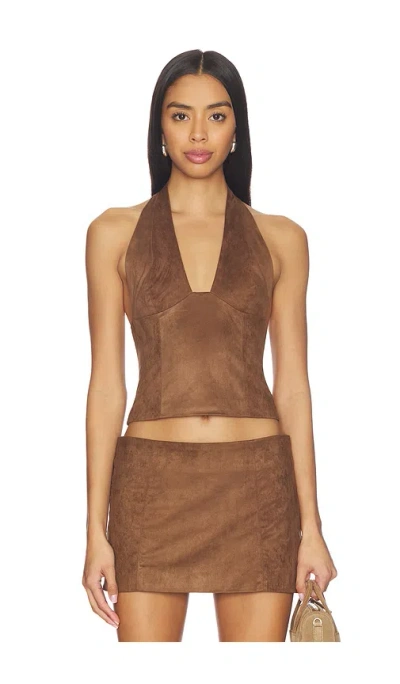 Runaway The Label Kitty V-neck Halter Top In Brown