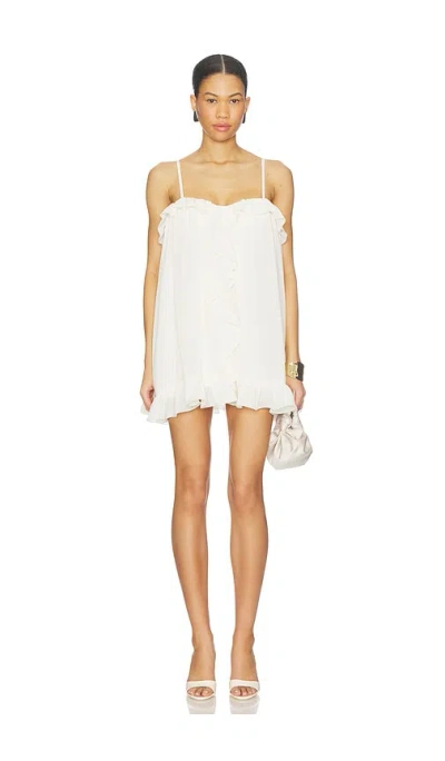 Runaway The Label Kristia Flounce Ruffle Mini Dress In White