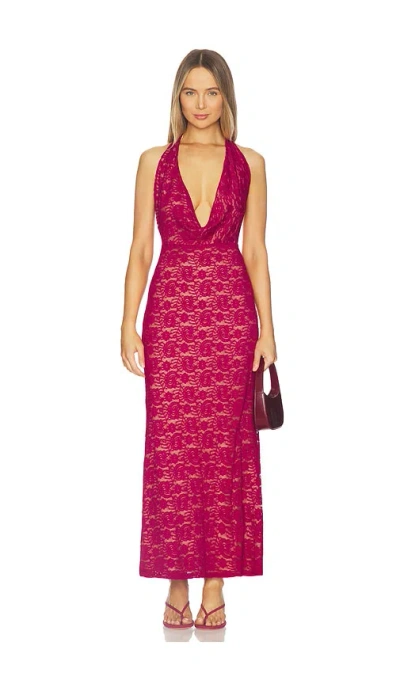 Runaway The Label Kylo Plunge Cowl Maxi Dress In Pink