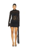 Runaway The Label Larna Lace Sleeved Mini Dress In Black