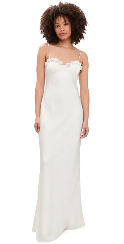 Runaway The Label Lavena Floral Detail Maxi Dress Pearl In Gray