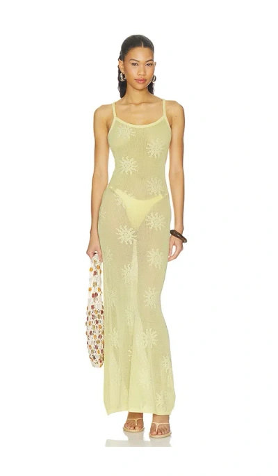 Runaway The Label Lene Scoop Neck Knit Maxi Dress In Yellow