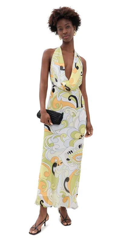 Runaway The Label Lexie Plunge Maxi Dress Pelicano Multi