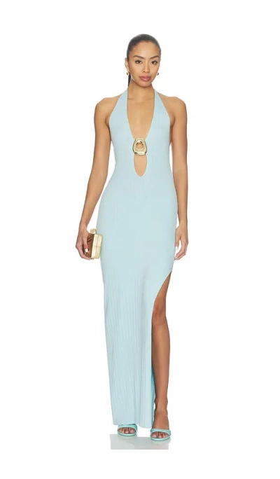 Runaway The Label Lilabelle Halter Knit Maxi Dress In Blue
