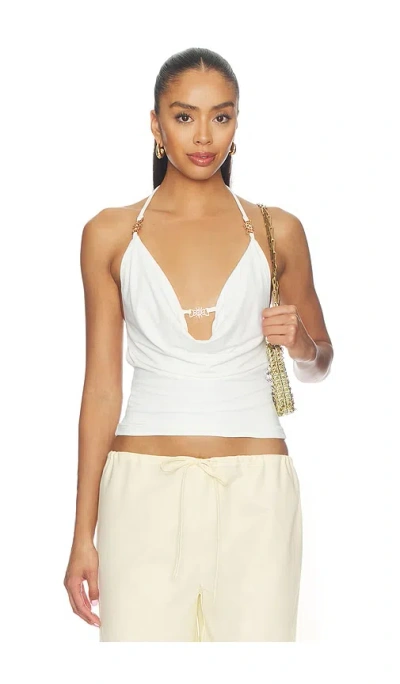 Runaway The Label Livia Halter Cowl Top In White