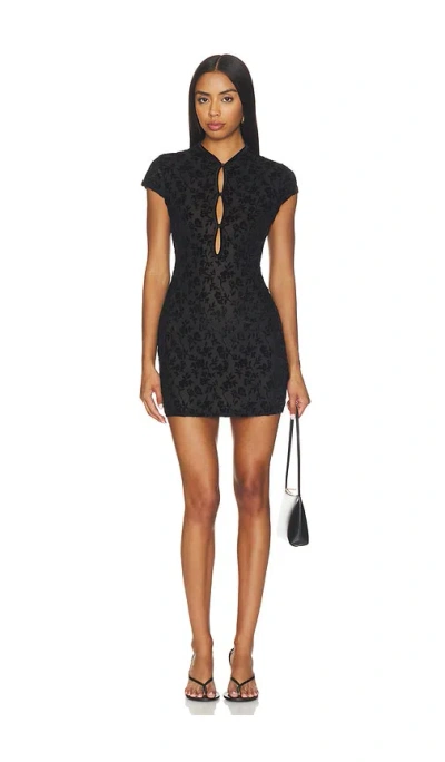 Runaway The Label Lucie Mandarin Collar Mini Dress In Black