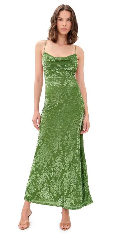 Runaway The Label Lyssa Cowl Cross Back Maxi Dress Palm In Green