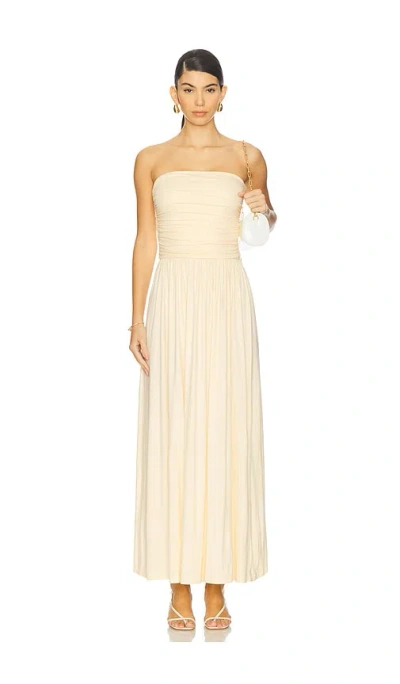 Runaway The Label Malone Ruched Strapless Maxi Dress In Yellow
