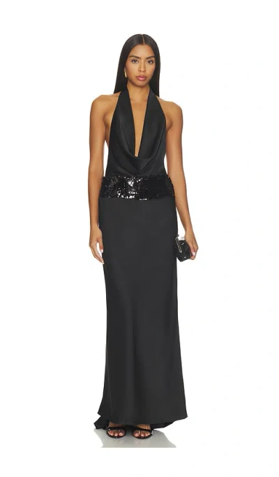 Runaway The Label Marcella Deep Plunge Maxi Dress In Black