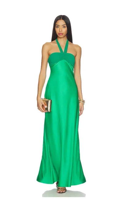 Runaway The Label Marilla Ruched Halter Maxi Dress In Green