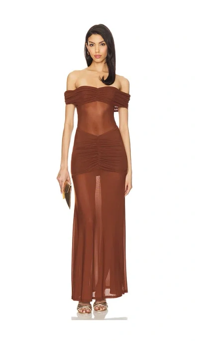 Runaway The Label Meila Maxi Dress In Espresso