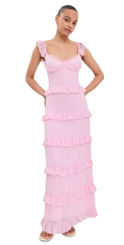Runaway The Label Melvina Maxi Dress Pink Polka Dot