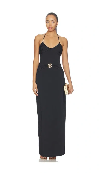 Runaway The Label Nina Ruched Halter Maxi Dress In Black