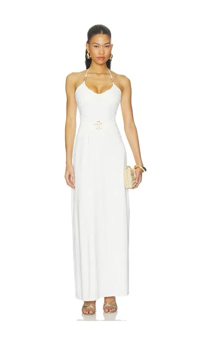 Runaway The Label Nina Ruched Halter Maxi Dress In White