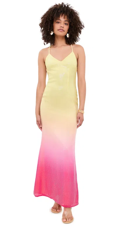 Runaway The Label Niyah Maxi Dress Pink/lemon Ombre In Yellow