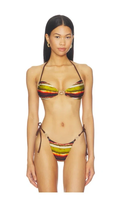 Runaway The Label Palma Halter Ruched Bikini Top In Multi