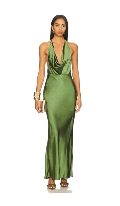 Runaway The Label Posey Low Plunge Maxi Dress In Green