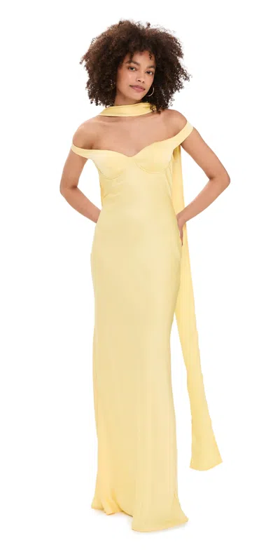 Runaway The Label Raphaella Off Shoulder Maxi Dress Buttermilk In Yellow