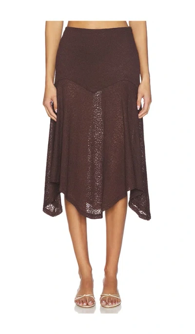 Runaway The Label Roxelle Handkerchief Midi Skirt In Brown