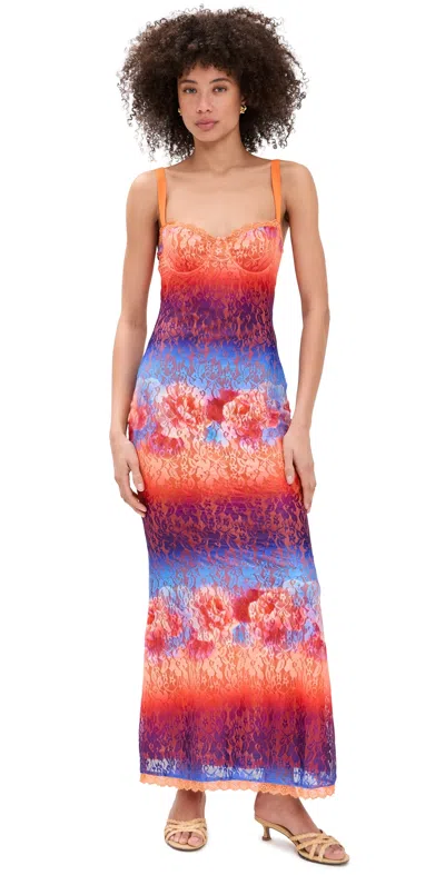 Runaway The Label Serina Lace Maxi Dress Nadia Pink Ombre In Multi