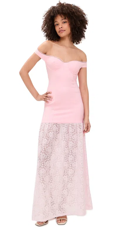Runaway The Label Shayla Off Shoulder Maxi Dress Musk In Pink