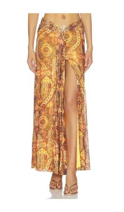 Runaway The Label Skylar Ruched Maxi Skirt In Multi