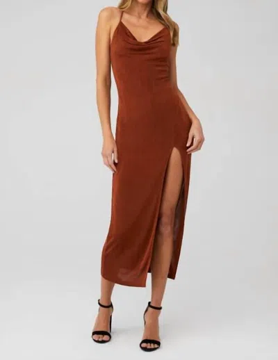 Runaway The Label Slinky Slip Dress In Cinnamon In Brown