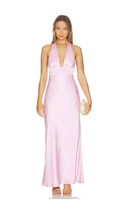 Runaway The Label Sylvie Plunge V-neck Maxi Dress In Pink