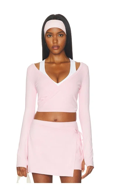 Runaway The Label Torie Ballet Wrap Top In Pink