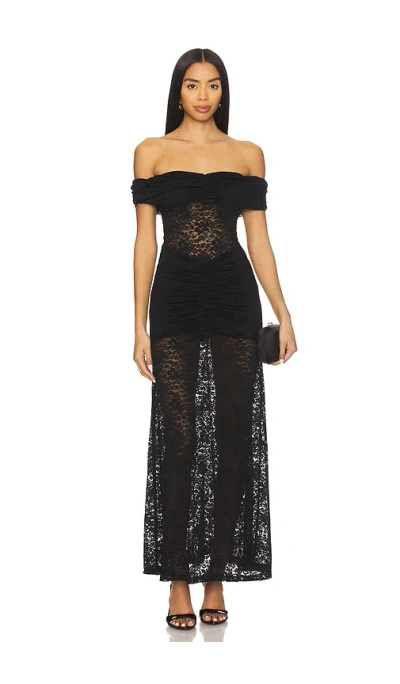 Runaway The Label Vaneya Lace Maxi Dress In Black