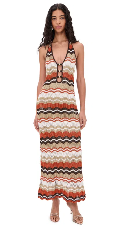 Runaway The Label Vernanza Knit Maxi Dress Orange Multi