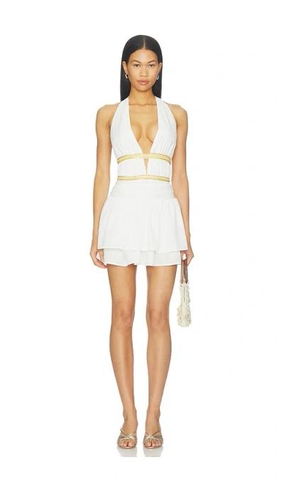 Runaway The Label Xylia Halter Low Plunge Mini Dress In White