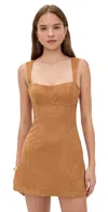 Runaway The Label Zaela Faux Suede Mini Dress Tan In Brown