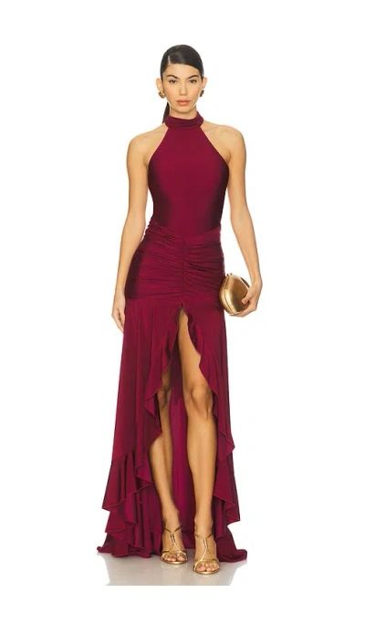 Runaway The Label Zelma High Neck Maxi Dress In Red