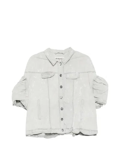 Rundholz Acid-wash Puff-sleeve Jacket In Gray