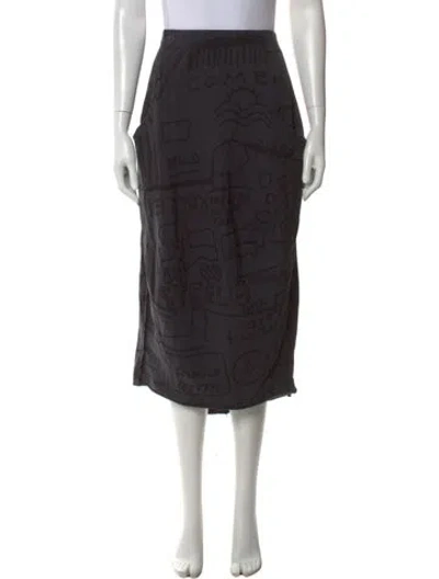 Pre-owned Rundholz Black Label Printed Midi Length Skirt In Black