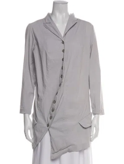 Pre-owned Rundholz Black Label Striped Three-quarter Sleeve Button-up Top In Grey