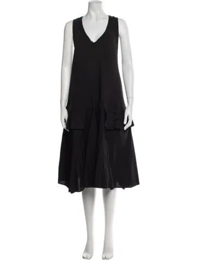 Pre-owned Rundholz Black Label V-neck Midi Length Dress In Black