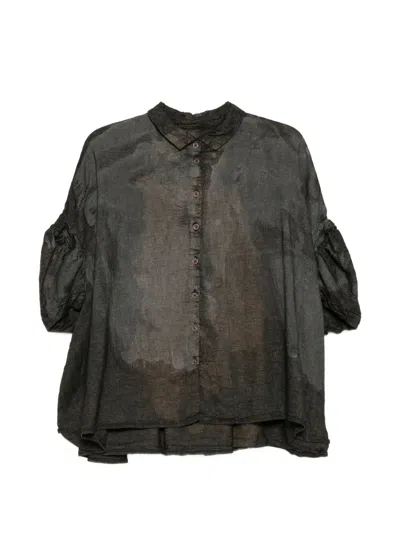 Rundholz Bleached-effect Puff-sleeve Shirt In Multi