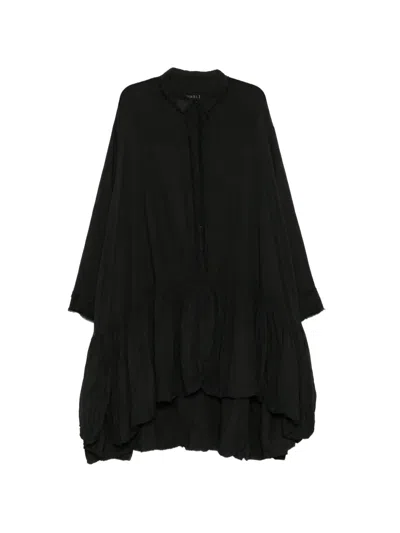 Rundholz Crinkled Asymmetric-hem Dress In Black