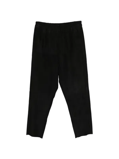 Rundholz Elasticated-wais Leather Trousers In Black