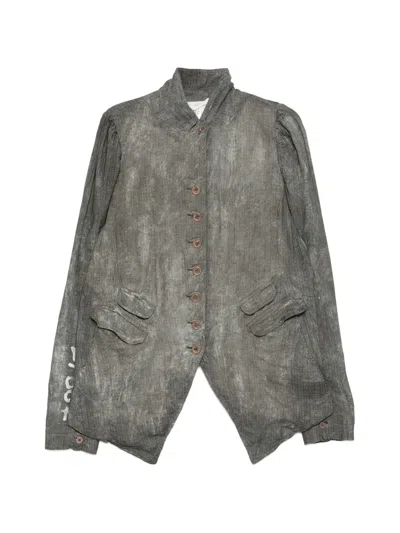 Rundholz Faded-effect Pleated Jacket In Gray